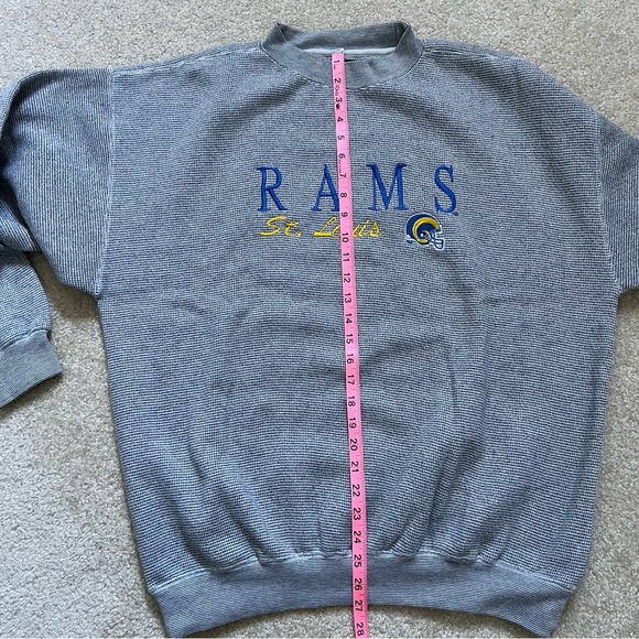 VINTAGE St Louis Rams Logo 7 Sweater Mens Extra Large Gray Crewneck Sweatshirt - Picture 8 of 9